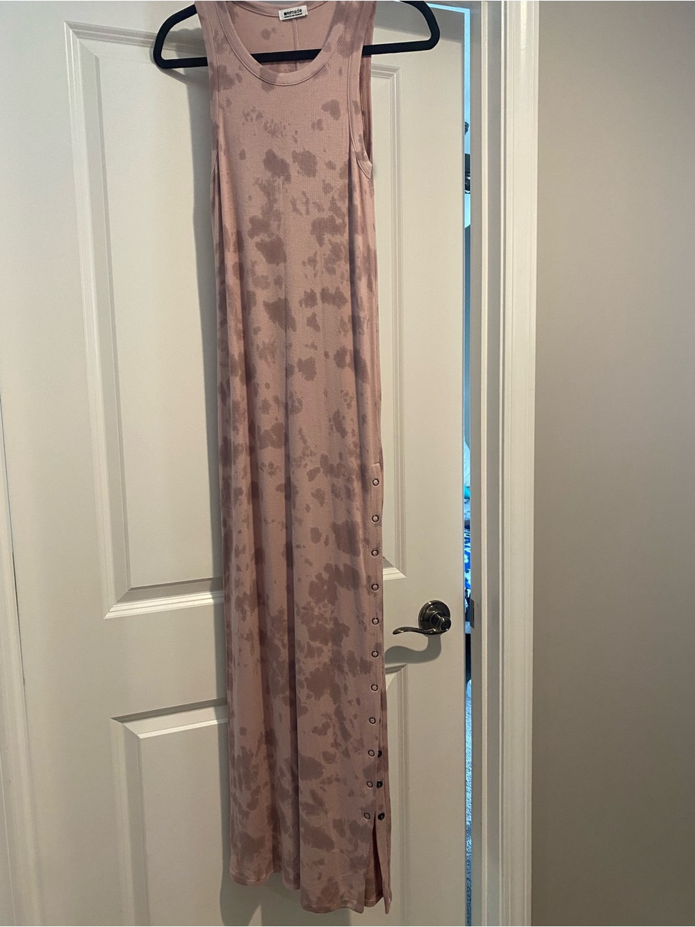 LA Made Sleeveless Tie-Dye Maxi Dress in Dusty Mauve